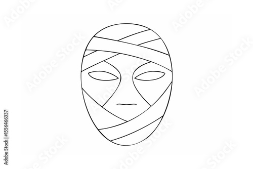 Mummy mask face outline drawing