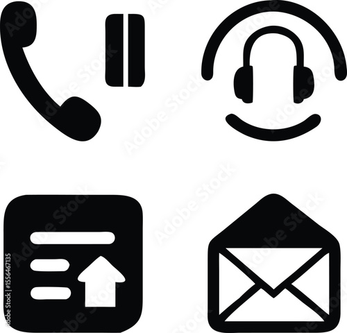 contact us communication icons phone headset mail message vector