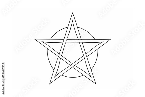 Intertwined pentagram within a circle star symbol