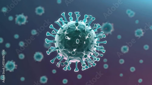 3D Animation of Coronavirus Molecules Floating in Space, Medical Visualization