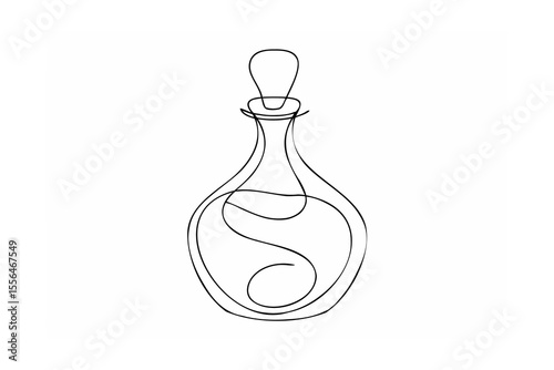 Elegant liquid filled bottle sketch outline drawing