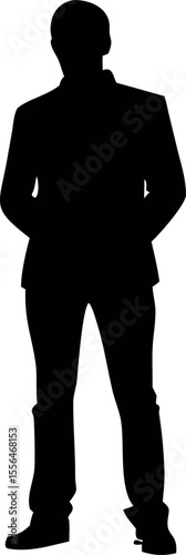 Flat man figure silhouette icon, minimal vector design for business, tech, and user identification graphics.