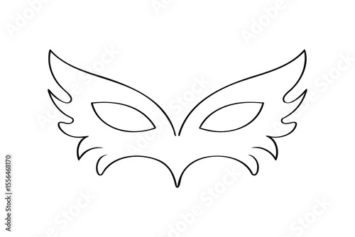 Black outline of a stylized mask white