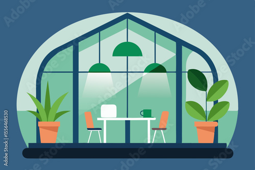 pod style co working space inside greenhouse envir