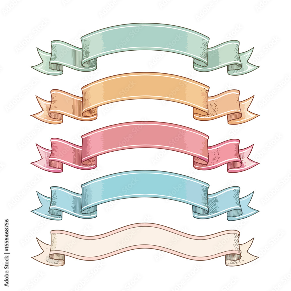 Obraz premium Ribbon banner set. Simple ribbons. Vector