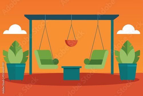 open lounge with swinging chairs and surrounding