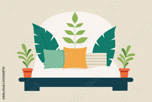 modern living room with a plant