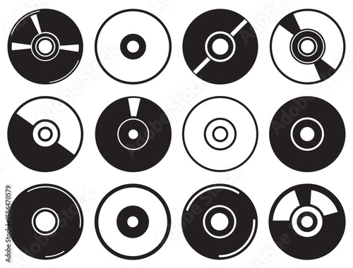 CD DVD ICONS SILHOUETTE
