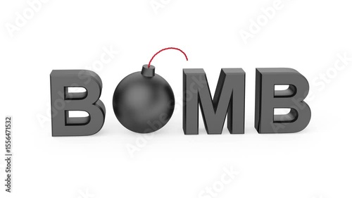 3D text BOMB with round bomb instead of letter O