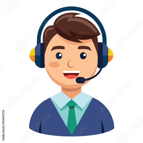 Headset support worker with positive expression