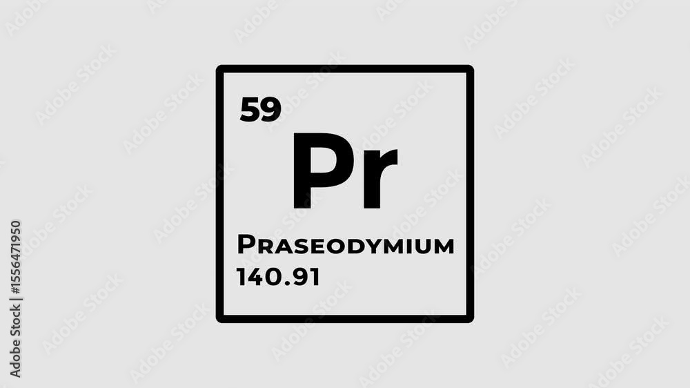 Praseodymium, chemical element of the periodic table graphic animation ...