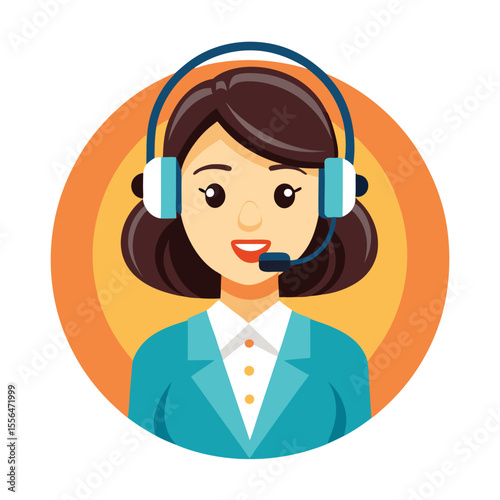 Smiling woman working as call center operator