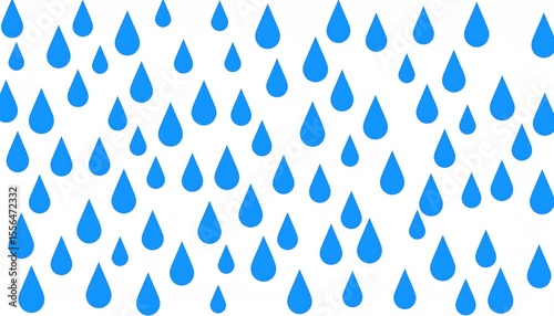 Blue rain drops on white background