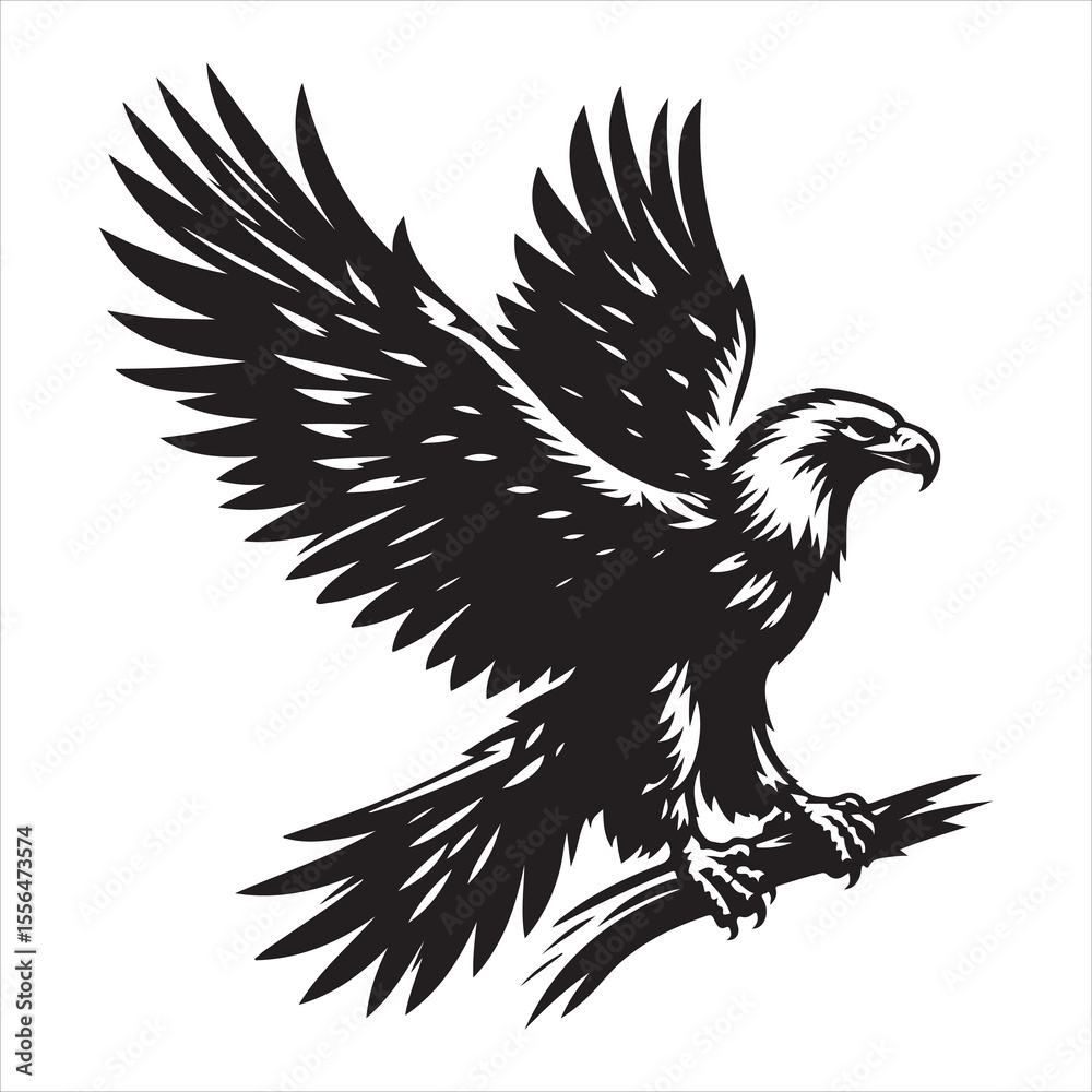 Obraz premium siting eagle Silhouette Vector Art, and Graphic, vector black color silhouette 
