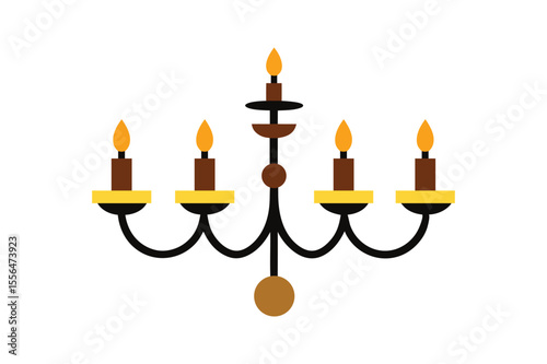 Realistic chandelier with five candles vector illustration