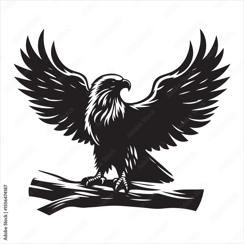 Fototapeta premium siting eagle Silhouette Vector Art, and Graphic, vector black color silhouette 