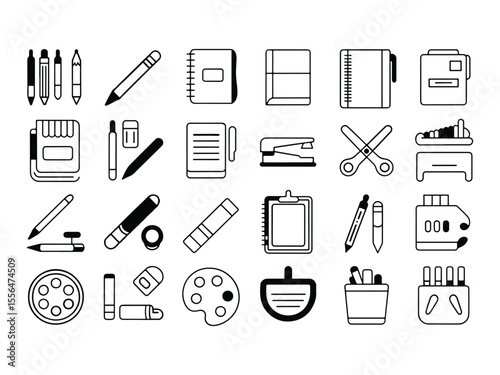 Education Line Icons Set – School, Learning, Science, and Academic Symbols, E-learning, online education icons set. Distance learning icons collection. 