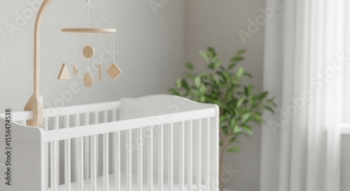 Serene Nursery Decor: Baby Mobile Over Crib