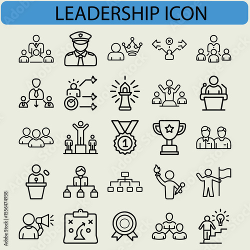 Leadership Vector Icon Set – Guide, Inspire, and Lead