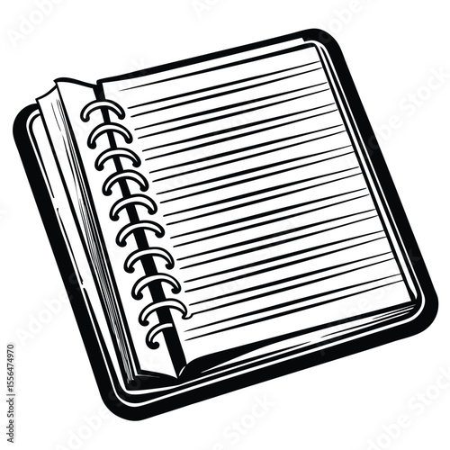 Open spiral notebook with lined pages vector