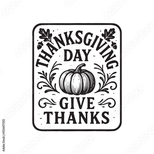 Thanks Giving Day Label Design Black And White