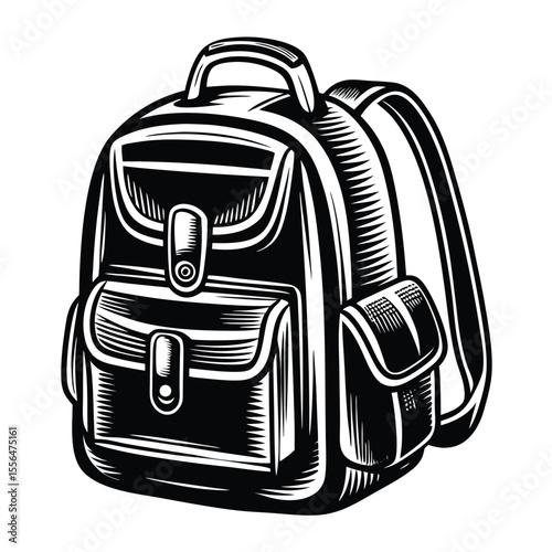 Black and white classic school backpack vintage retro