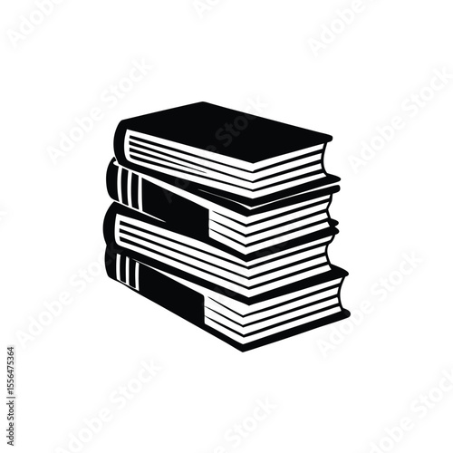 Black and white icon of three stacked books vector