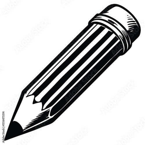 Black and white sharpened pencil icon writing drawing