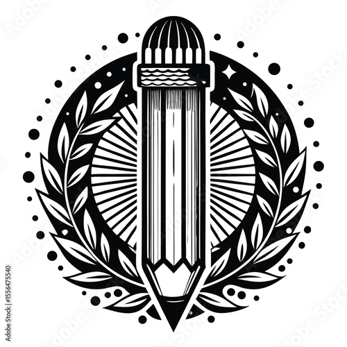 Black and white sharpened pencil icon writing education