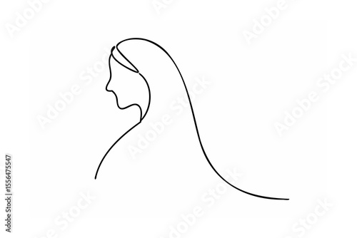 Woman profile elegant flowing hair vector