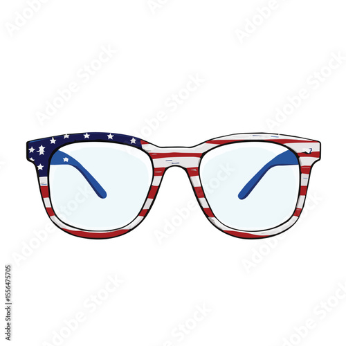 american flag themed glasses isolated on white