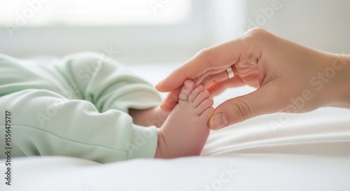 Wallpaper Mural Tender Touch: Mother?s Loving Hand Holds Baby Feet Torontodigital.ca