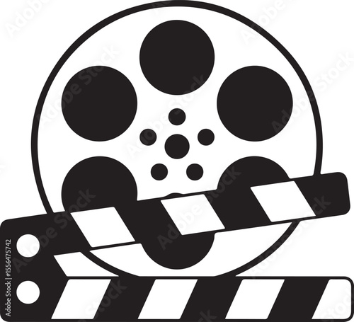 Classic Film Clapboard Sketch Cinema Art Minimalist Reel Design Movie Production Illustration