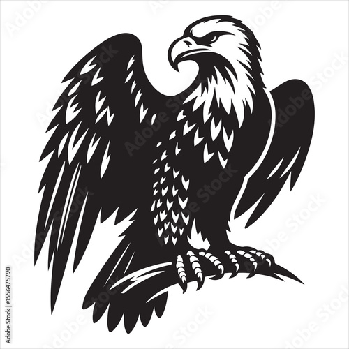 siting  eagle  Silhouette Vector Art, and Graphic, vector black color silhouette 