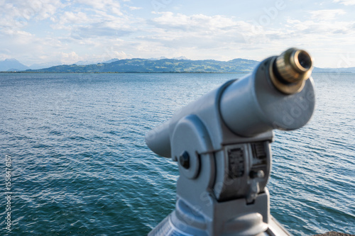 Telescope Lake Constance Bodensee View Lindau Bavaria Tourist Attraction Observation