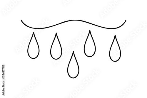 Black raindrops falling from wavy line water liquid