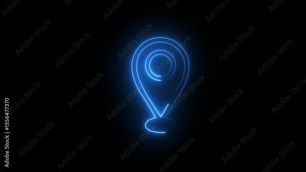 Glowing Location Marker and Symbol in HD Video Neon Animation on Black Background Glowing Location Marker and Symbol in HD Video Neon Animation on Black Background