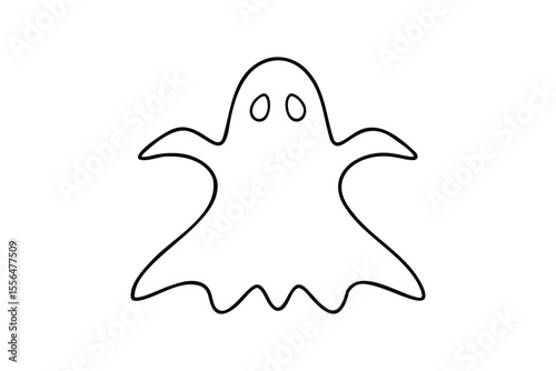 Cartoon ghost with wavy bottom spooky halloween