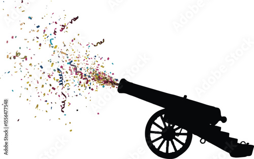 Confetti Cannon Silhouette - Festive Historic Tribute