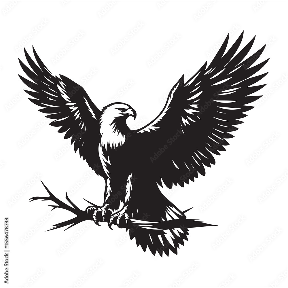 Fototapeta premium siting eagle Silhouette Vector Art, and Graphic, vector black color silhouette 