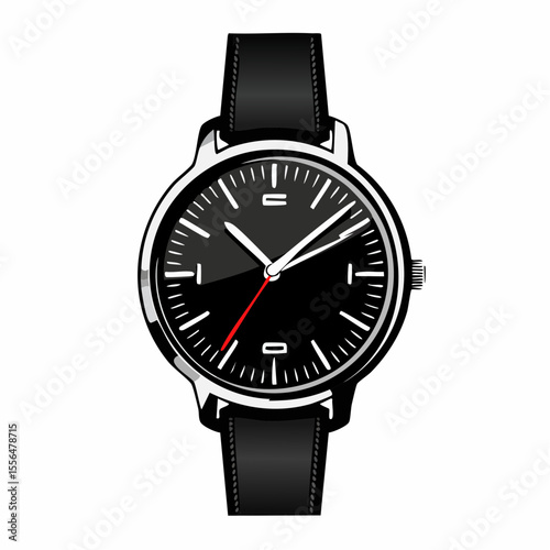 A wristwatch with a minimalist round face and leather band
