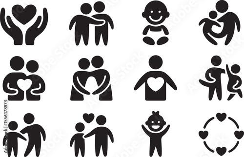 Love, Family, and Togetherness A Collection of Heartfelt Icon Illustrations