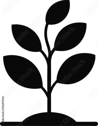 A Simple Plant Icon Demonstrating Growth and New Beginnings, Perfect for Agriculture, Gardening, and Environmental Themes with a Minimalist Design