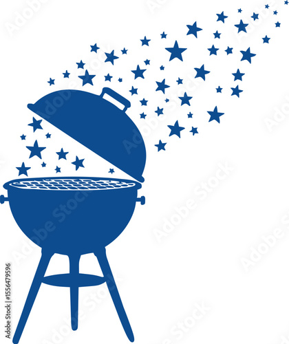 Starry Grill Silhouette - Patriotic Barbecue