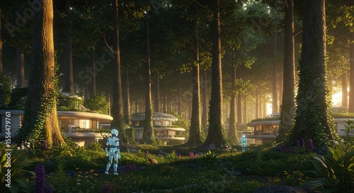Ethereal woodland homes and android sentinels