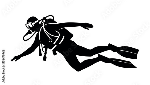 A Silhouette of a diver