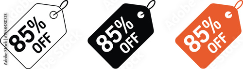 Eighty five percent off sale discount promotion special offer price reduction clearance limited time deal editable vector illustration with png format