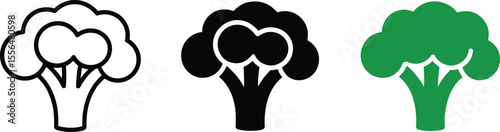 Broccoli icon vector illustration in outline solid and green color healthy vegetable diet ingredient vegan food editable vector illustration with png format