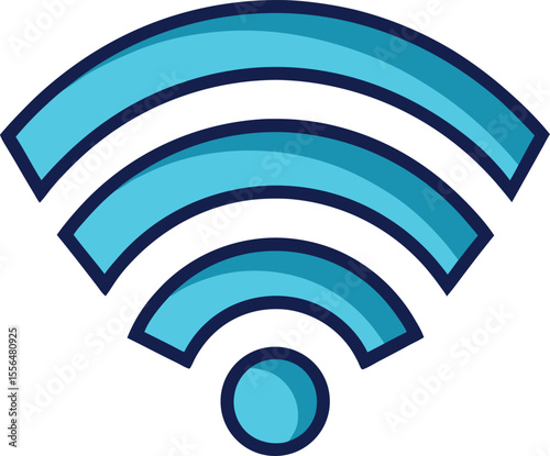 Stylized Blue WiFi Symbol Representing Wireless Connectivity and Digital Communication Networks, Internet Hotspot, Data Transmission
