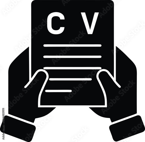 Hands holding cv document paper form application silhouette vector illustration